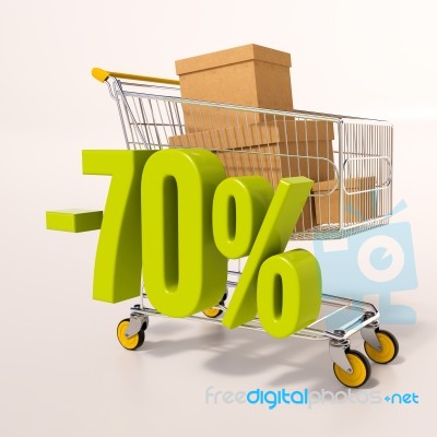 Shopping Cart And 70 Percent Stock Image