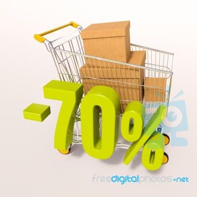 Shopping Cart And 70 Percent Stock Image