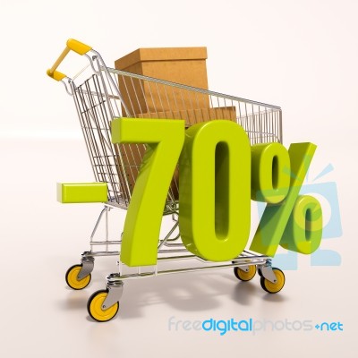 Shopping Cart And 70 Percent Stock Image