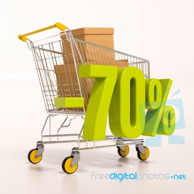 Shopping Cart And 70 Percent Stock Image