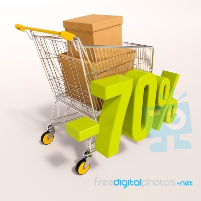 Shopping Cart And 70 Percent Stock Image