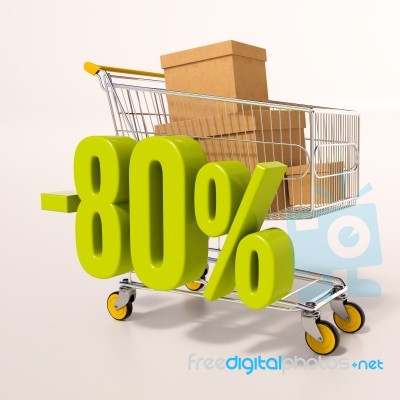 Shopping Cart And 80 Percent Stock Image