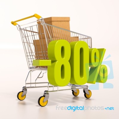 Shopping Cart And 80 Percent Stock Image