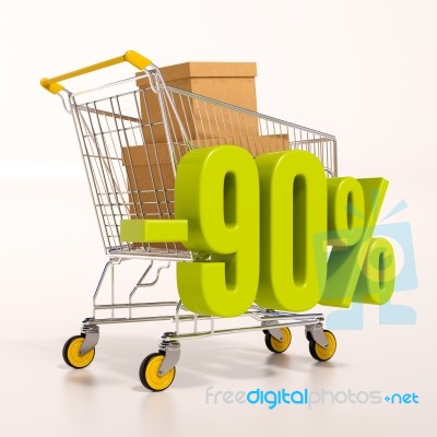 Shopping Cart And 90 Percent Stock Image