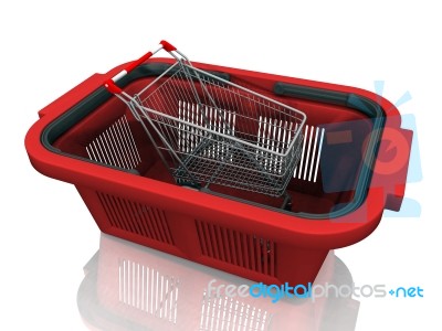 Shopping Cart And Basket Stock Image