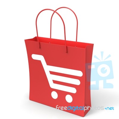 Shopping Cart Bag Showing Basket Checkout Stock Image