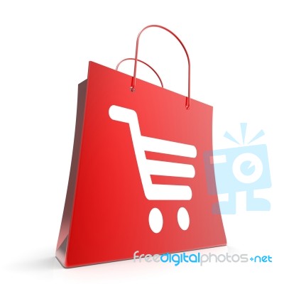 Shopping Cart Bag Shows Basket Checkout Stock Image