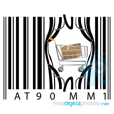 Shopping Cart Coming Out Of Barcode Stock Image