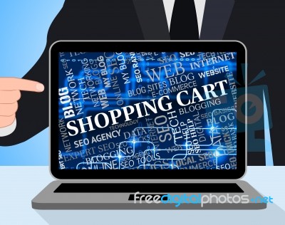 Shopping Cart Indicates Buying Trolley And Www Stock Image