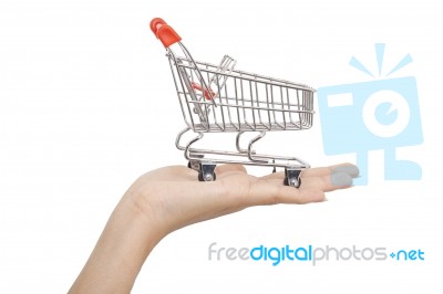 Shopping Cart On Hand Stock Photo