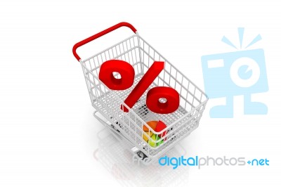 Shopping Cart With Percent Sign Stock Image