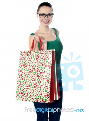 Shopping Girl Holding Bags Stock Photo