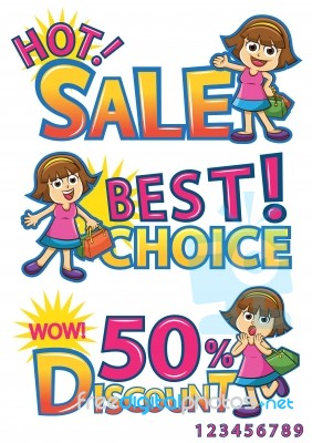 Shopping Girl Sale Discount Stock Image