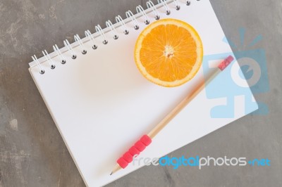 Shopping List With Healthy Fruits Stock Photo