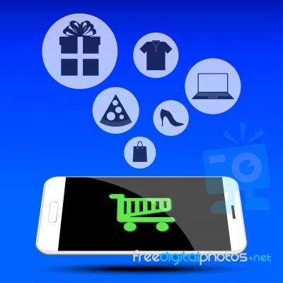 Shopping On Mobile Phone Stock Image