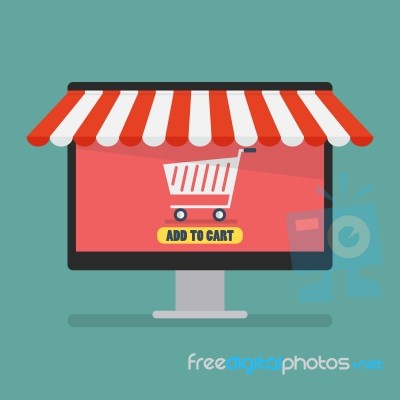 Shopping Online By Computer Stock Image