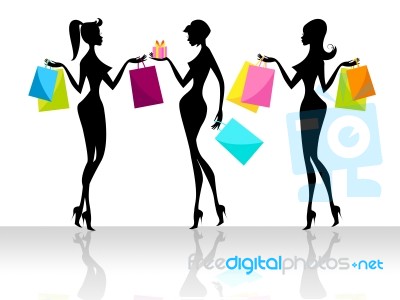 Shopping Shopper Indicates Retail Sales And Adult Stock Image