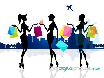 Shopping Shopper Shows Retail Sales And Adults Stock Image