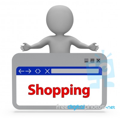 Shopping Webpage Shows Retail Sales 3d Rendering Stock Image