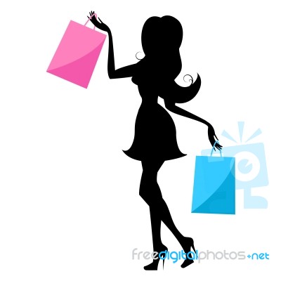 Shopping Woman Indicates Retail Sales And Buying Stock Image