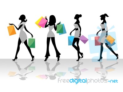 Shopping Women Shows Retail Sales And Adult Stock Image