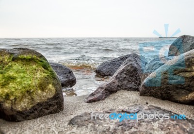 Shore Of The Lake In Autumn Stock Photo