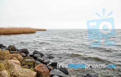 Shore Of The Lake In Autumn Stock Photo