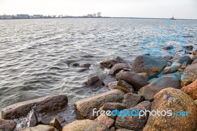 Shore Of The Lake In Autumn Stock Photo