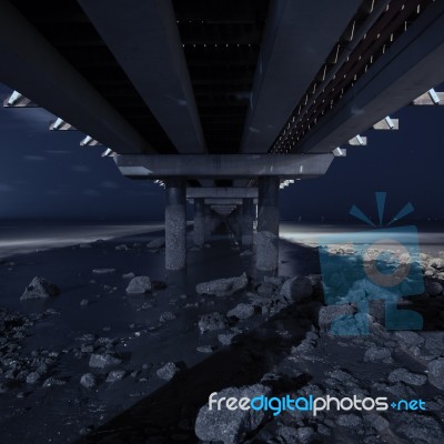 Shorncliffe Pier In The Evening Stock Photo