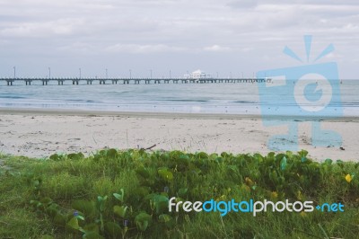 Shorncliffe Pier In The Late Afternoon Stock Photo