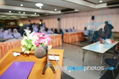 Short Depth Of Field With Front Of Microphone In Focus And Back Of It Out Of Focus Stock Photo