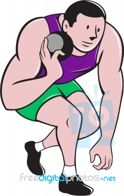 Shot Put Track And Field Athlete Cartoon Stock Image