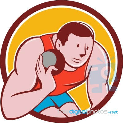 Shot Put Track And Field Athlete Circle Cartoon Stock Image