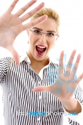 Shouting Businesswoman Stock Photo