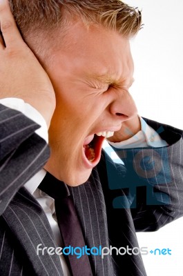 Shouting Loud Businessman Stock Photo