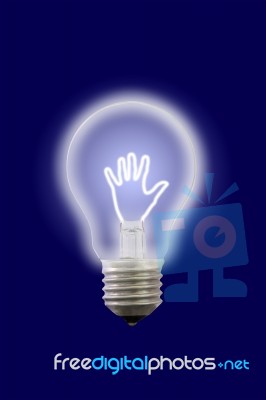 Show Hand Glow Inner Electric Lamp Stock Photo