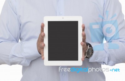 Showing A Blank Digital Tablet Stock Photo