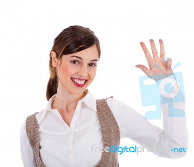 Showing Four Fingers Stock Photo