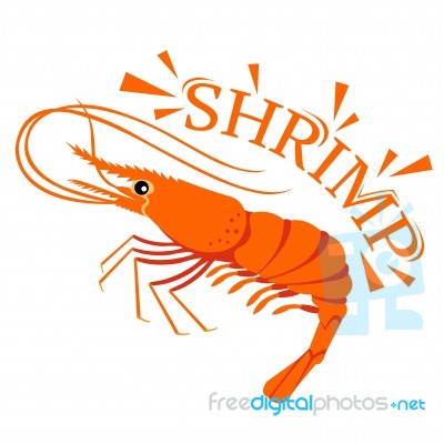 Shrimp Cartoon With Text For Food Flavor Stock Image