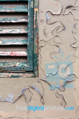 Shutter And Wall Detail On A Property In Madeira Stock Photo