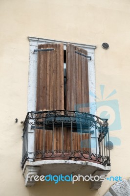 Shuttered Buildng In Arco Trentino Italy Stock Photo