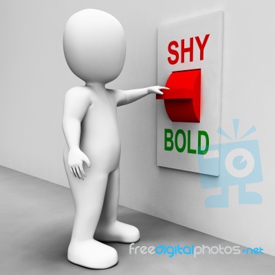 Shy Bold Switch Means Choose Fear Or Courage Stock Image