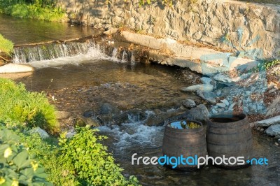 Sibiel, Transylvania/romania - September 17 : Wooden Barrels In Stock Photo