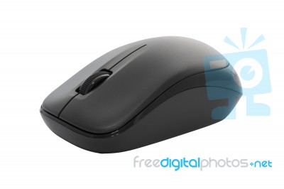 Side Black Wireless Mouse On White Background Stock Photo