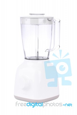 Side Of Empty Electric Blender On White Background Stock Photo