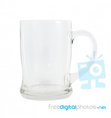 Side Of Empty Glass With Handle On White Background Stock Photo