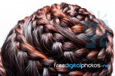 Side View Image Of Beautiful Braid Hair Stock Photo