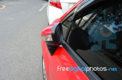 Side View Mirror Closed For Safety Stock Photo