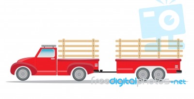 Side View Of Old Pick Up Truck With Trailer Truck Stock Image