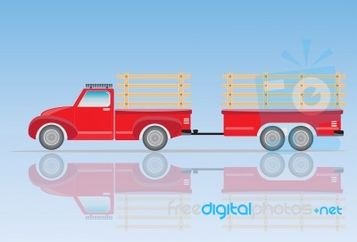 Side View Of Old Pick Up Truck With Trailer Truck Stock Image